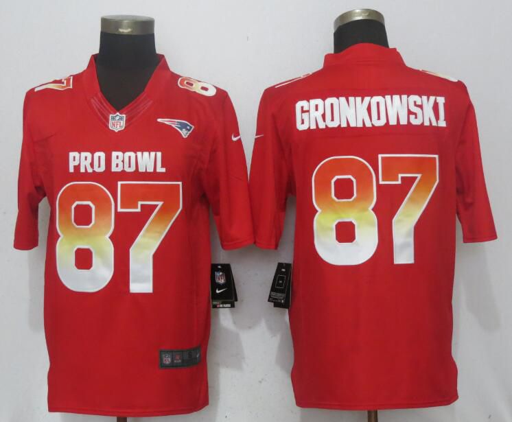 Men New England Patriots #87 Gronkowski Red New Nike Royal 2018 Pro Bowl Limited NFL Jerseys->chicago bears->NFL Jersey
